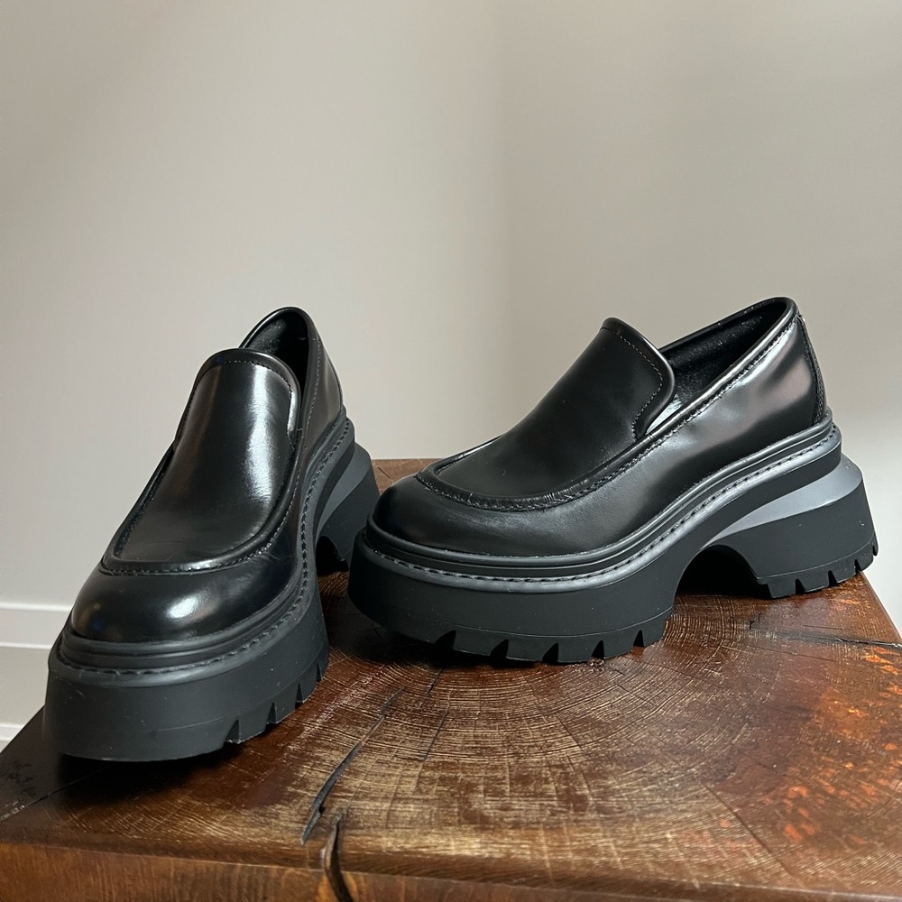 Black Chunky Loafers for Women